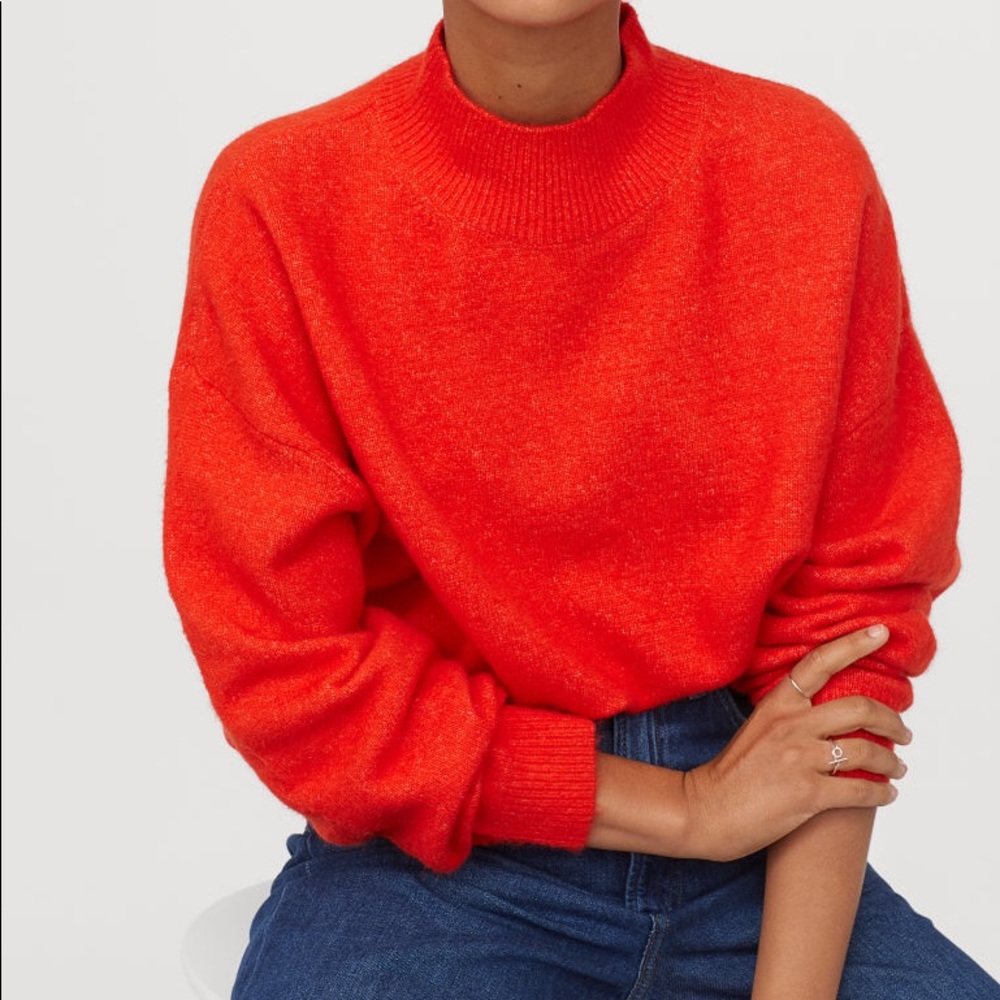 H&M Orange Mock Neck Sweater